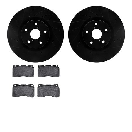 DYNAMIC FRICTION CO 8302-13035, Rotors-Drilled and Slotted-Black with 3000 Series Ceramic Brake Pads, Zinc Coated 8302-13035